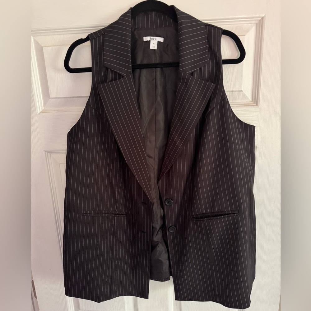 Bar III Charcoal Pinstripe Vest